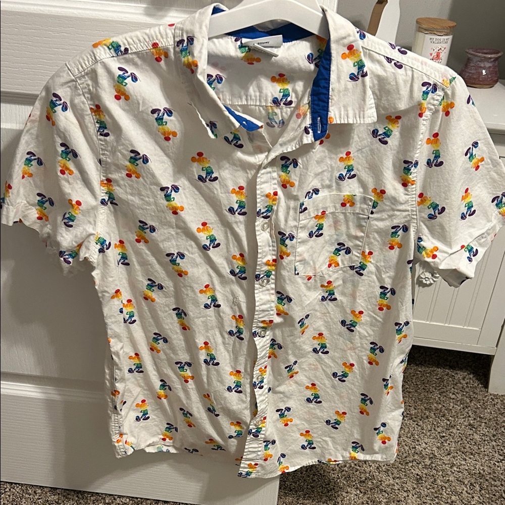 Disney Mickey Pride button down shirt men’s size medium